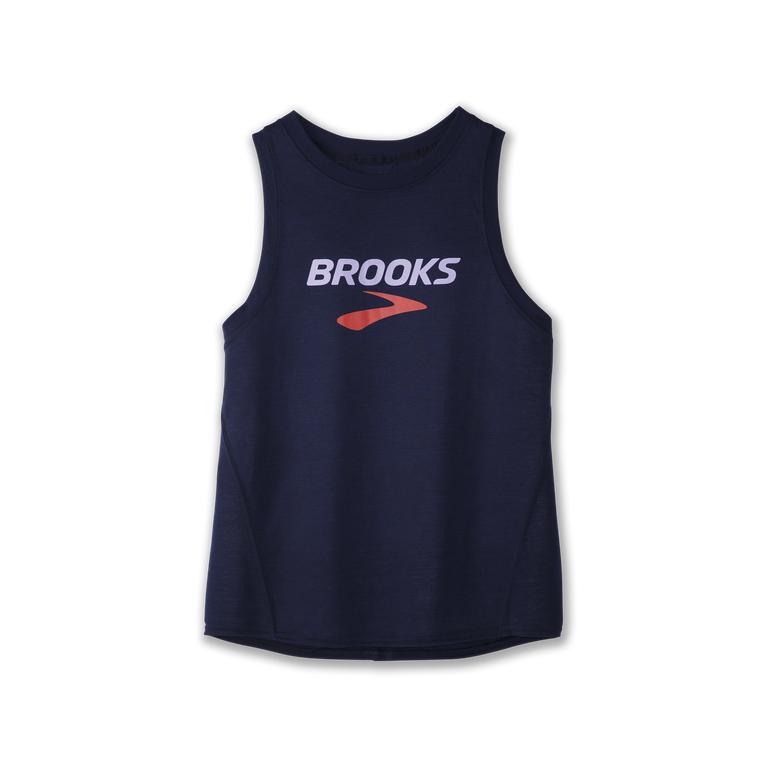 Brooks Women's Distance Graphic Running Tank Top - Navy/B (WBSE86457)